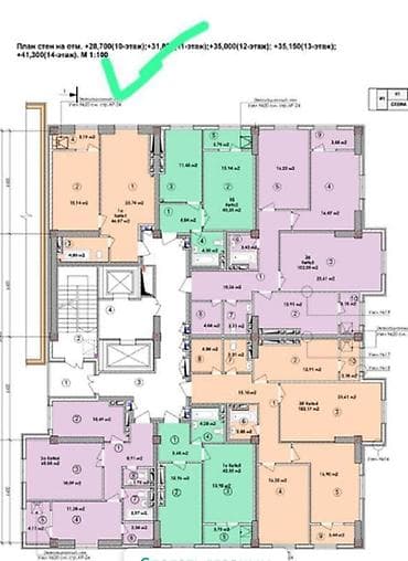 сдается квартира асанбай: 1 комната, 46 м², Элитка, 10 этаж, Готовая ПСО (под самоотделку) — 3