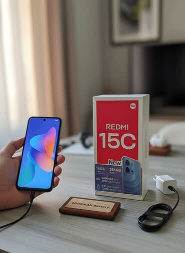Redmi, Redmi 15C, Новый, 256 ГБ, цвет - Черный, 2 SIM