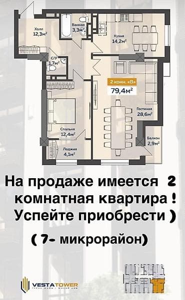 2026: 2 комнаты, 79 м², Элитка, Готовая ПСО (под самоотделку) — 3