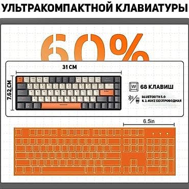 Стол компьютерлери жана комлектөөчүлөр: Клавиатура, Механикалык, Bluetooth туташтыруу, Өлчөмү: 60% — 5