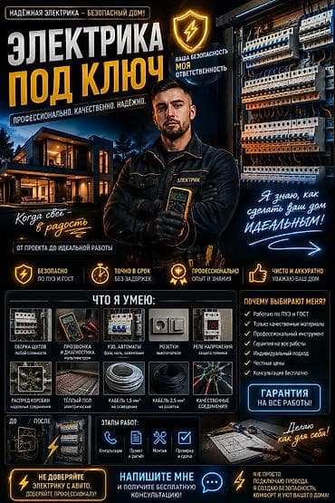 Электромонтаж «под ключ» для домов и квартир Профессиональная