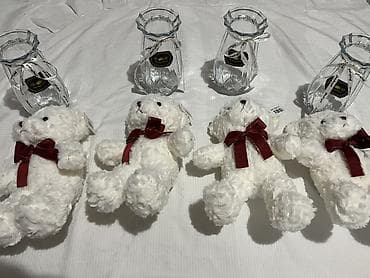 подарки для мужа: Набор: стеклянная ваза + мягкий мишка - Ваза из прозрачного стекла с — 4