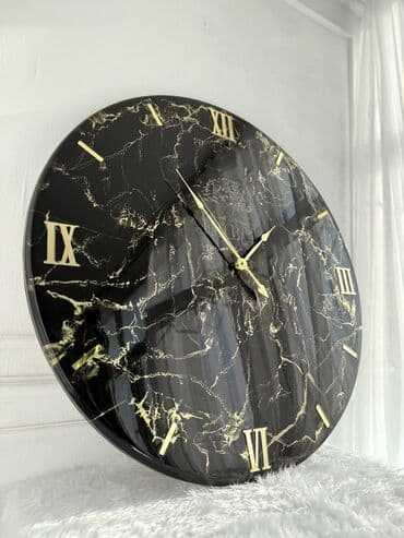 Часы для дома: Настенные часы ручной работы на заказ в стиле «черный мрамор» с — 1