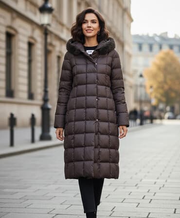 теплый и удобный: Пуховик, По колено, Китай, Стеганый, XL — 1