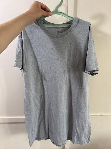 женский рубашки: Футболка Hanes серая базовая унисекс Размер М 100% хлопок В отличном — 3