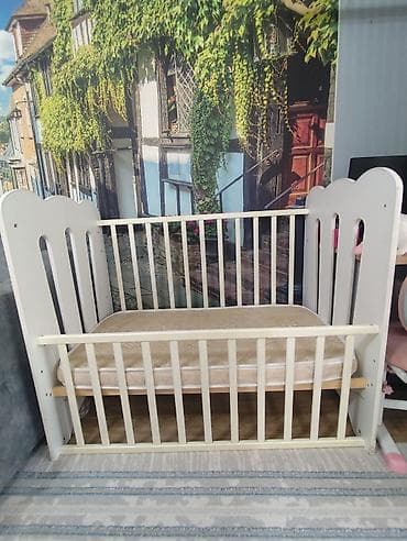 детский желбешик: Детская приставная кроватка, Без колесиков, цвет - Белый — 1