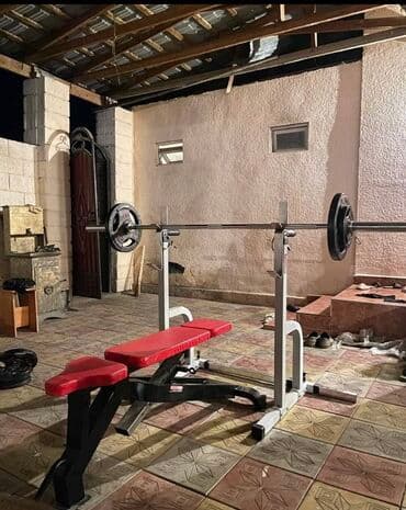 тренажеры для дома бишкек: FAMILY SPORT Скамья 15.000с Стойка 18.000с Гриф 7000с олимпийский — 1