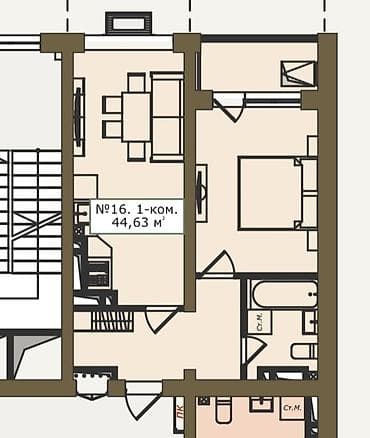 люксембург квартира: 1 комната, 44 м² — 2