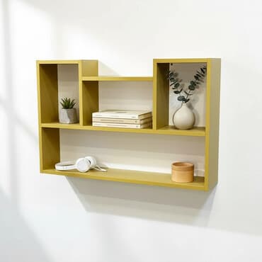 купить вощину: Полка навесная P011 (Винил желтый) Большая и стильная настенная полка — 1