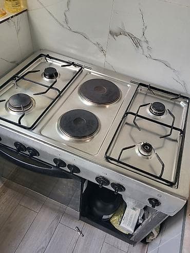 газ плита индезит: Indesit, Комбинированная, Механическое, Напольная, Б/у — 6