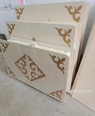 детскую кровать и письменный стол: Национальный кыргызский стол, Раскладной, Дерево — 7