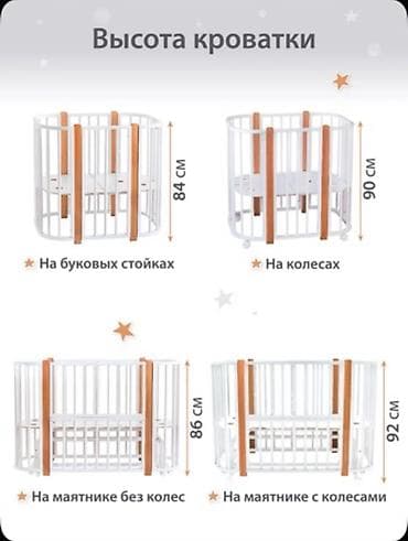 Балдар эмереги: Детская овальная кроватка-трансформер с комплектом текстиля и мобилью — 8