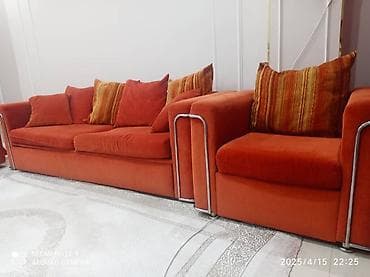 диван версаль: Комплект мягкой мебели, Б/у, цвет - Оранжевый — 5