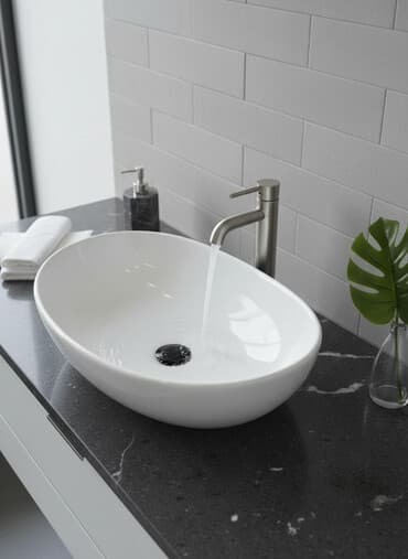 столешницы в ванную на заказ: Ванна үчүн раковина, Тегерек формасы, Материалы: Керамика, Өлчөмү: 63 x 43 см — 1