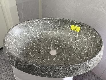 тумбочка для ванны: Раковина для ванной, Особенности: Мраморные прожилки, Овальная форма, Материал: Камень — 2