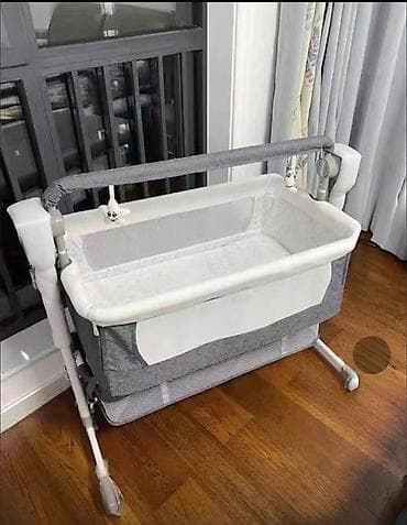 Балдар үчүн кошумча коюлган керебет, Жаңы, Дөңгөлөктүү, түсү - Боз — 3