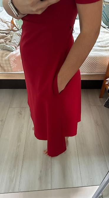 длина миди: Повседневное платье, Длинная модель, Трикотаж, Трапеция, M — 2