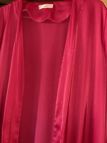 кардиган длинный: Яркий лёгкий накидка цвета фуксии. - Длина: макси, свободный прямой — 2