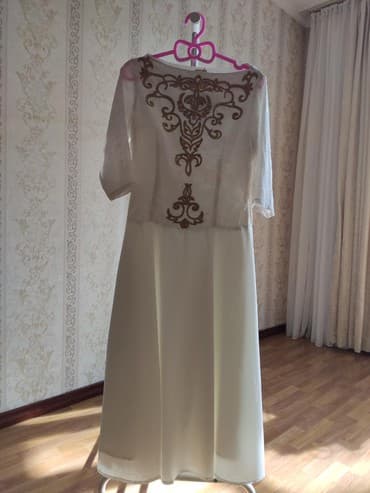 фата на девичник: Платье на кыз узатуу, M, Б/у, цвет - Белый — 1