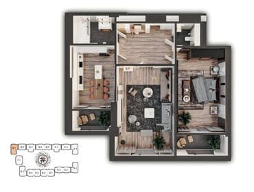 сдам квартиру на длительный срок: 2 бөлмө, 66 м², Элитка, 14 кабат, ПСО (өзү оңдоп түзөтүп бүтүү үчүн) — 5