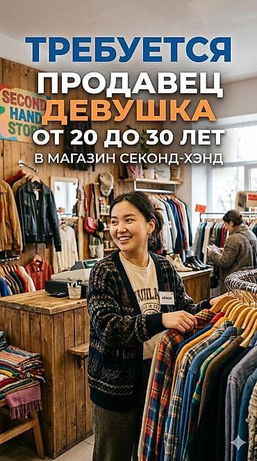 Сатуулар: Талап кылынат Сатуучу консультант га Кийим-кече дүкөнү, Иш тартиби: Беш күндүк, Сатуудан %, Толук жумуш күнү — 1
