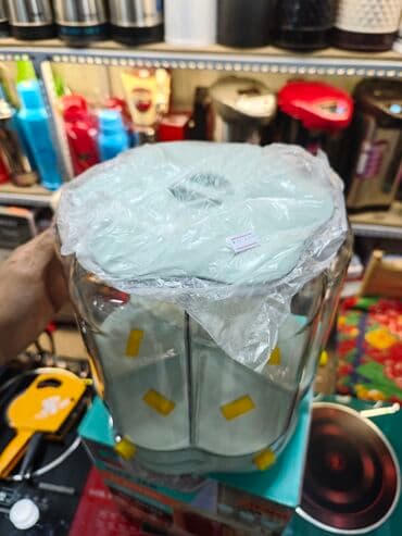 пластиковые ведра с крышкой для пищевых продуктов: Пищевой контейнер, цвет - Зеленый, Платная доставка — 5