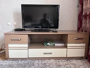 Тумба и подставка для телевизора, Напольная, ЛДСП, цвет - Бежевый