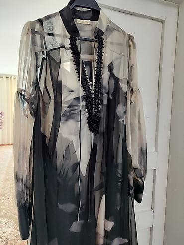 зимние обувь: Вечернее платье, Длинная модель, Шифон, С рукавами, L — 1