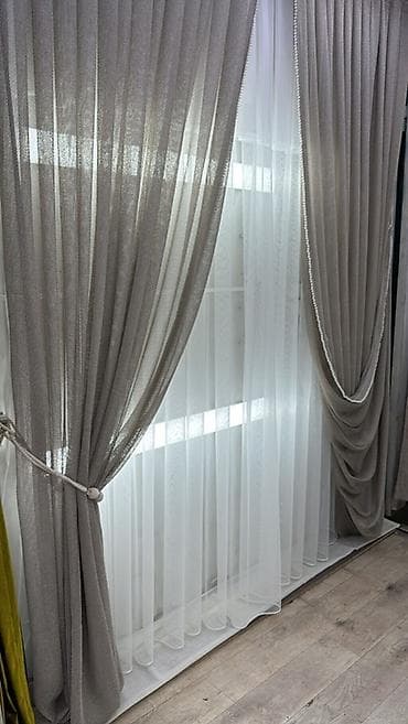 Комплект штор, С тюлем в комплекте, Готовое изделие, Для спальни