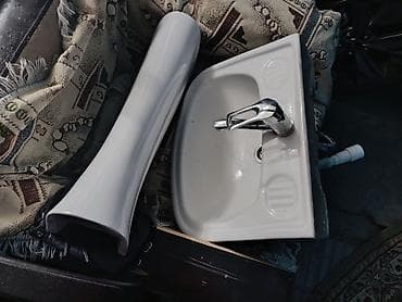 умывалник: Раковина для ванной, Особенности: Глянцевое, Угловая форма, Материал: Керамика — 7