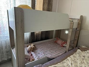 Двухъярусная детская кровать, Б/у, ЛДСП, цвет - Белый at lalafo.kg Двухъярусная детская кровать, Б/у, ЛДСП, цвет - Белый