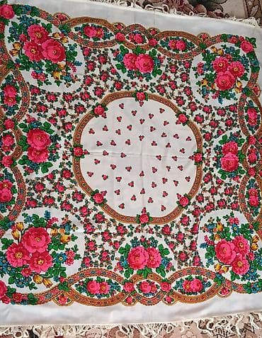 Верхняя одежда: Платок, Оренбургский, Шерсть, С бахромой — 1