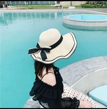 Шляпа, Лето, Солома, Плетенная, С бантом