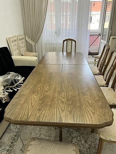 б у стол со стульями для кухни: Стол и стул для зала, Б/у, цвет - Коричневый — 1