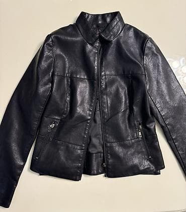 стильные кожаные куртки женские: Кожаная куртка, Экокожа, Укороченная модель, S — 4