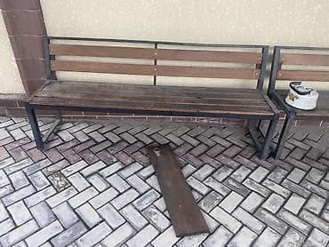 Офисная мебель: Скамейка Металл, Со спинкой, Без крыши — 1