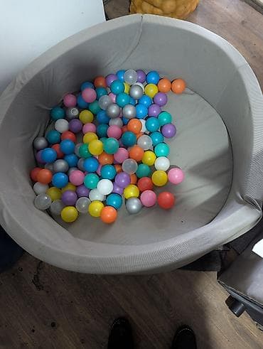 Коляскалар: Сухой бассейн с шариками + комплект шаров - Круглый мягкий — 1