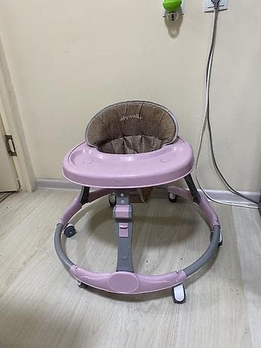 Детские ходунки: Ходунки для малышей BabyWalker, розово-серые. - Круглая устойчивая — 3
