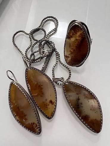 amber elixir: Комплект украшений из натурального дендритового мохового агата в — 2