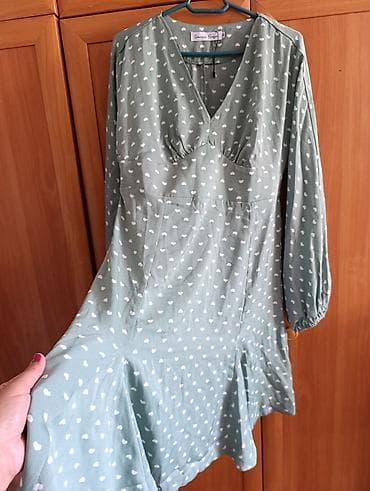 платье на завязках: Новое Платье Giovanni Brossco - Цвет: Тиффани с белым принтом в виде — 1