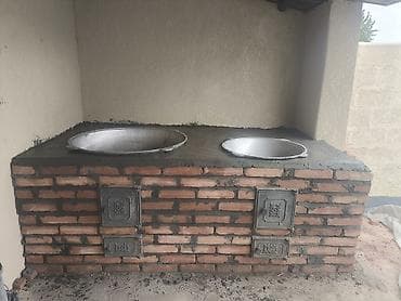 варочная плита: Стационарная уличная печь под два казана - Конструкция: кирпальная — 1