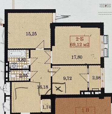 2 комнаты, 69 м², Элитка, 3 этаж, Готовая ПСО (под самоотделку)