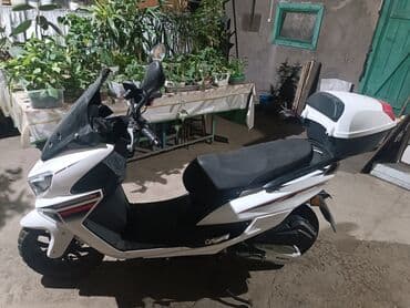 спидометры: Белый скутер Макси, оснащенны ветровым стеклом для защиты от ветра и — 2