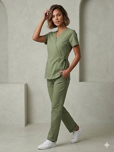 кожа брюки: Женский медицинский комплект (топ + брюки), цвет — 2