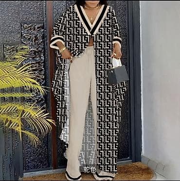 топы: Женский комплект из двух предметов: накидка-кимоно, широкие брюки - — 3