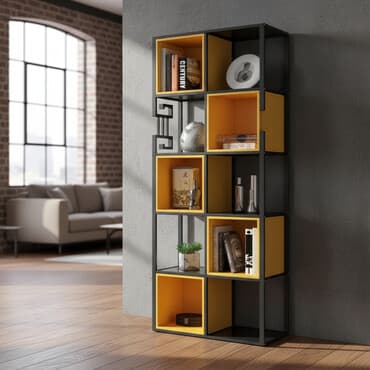 Многофункциональный стеллаж в стиле лофт с открытыми полками. Каркас