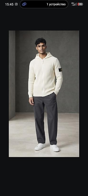 фитнес одежды: Stone Island — мужские худи с капюшоном - Модель с фирменным — 2