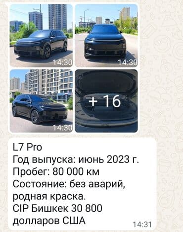 цены на электромобили в бишкеке: Lixiang L6: 2024 г., Внедорожник — 16