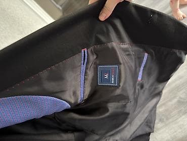 прямые джинсы: Классический мужской пиджак Marco Renci, чёрный, силуэт Slim Fit.ш - — 3
