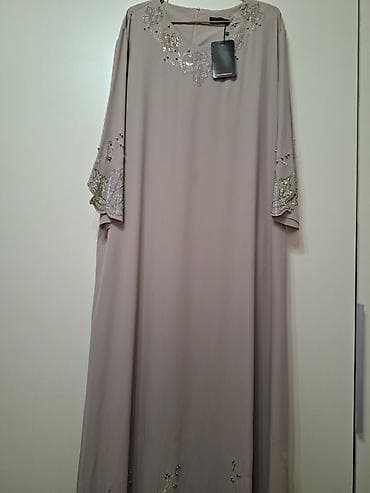 Вечернее платье, Длинная модель, С рукавами, Стразы, 3XL